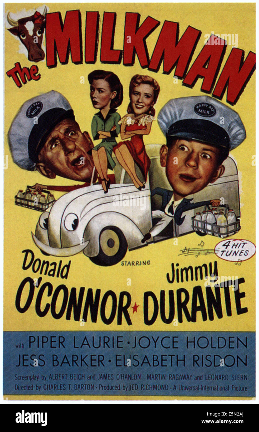 DER Milchmann, Jimmy Durante, Piper Laurie, Joyce Holden, Donald O'Connor, 1950 Stockfoto
