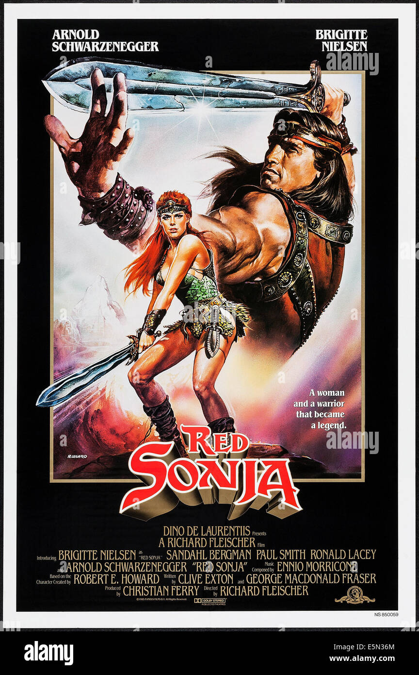 RED SONJA, Brigitte Nielsen, Arnold Schwarzenegger, 1985. (c) MGM. Höflichkeit: Everett Collection. Stockfoto