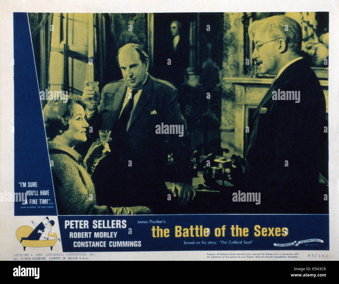 DIE Schlacht der Geschlechter, von links: Constance Cummings, Robert Morley, Peter Sellers, 1959 Stockfoto
