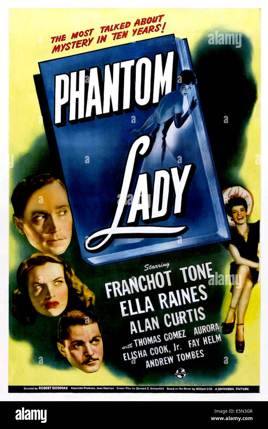 PHANTOM LADY, von oben links: Franchot Tone, Ella Raines, Alan Curtis, 1944. Stockfoto