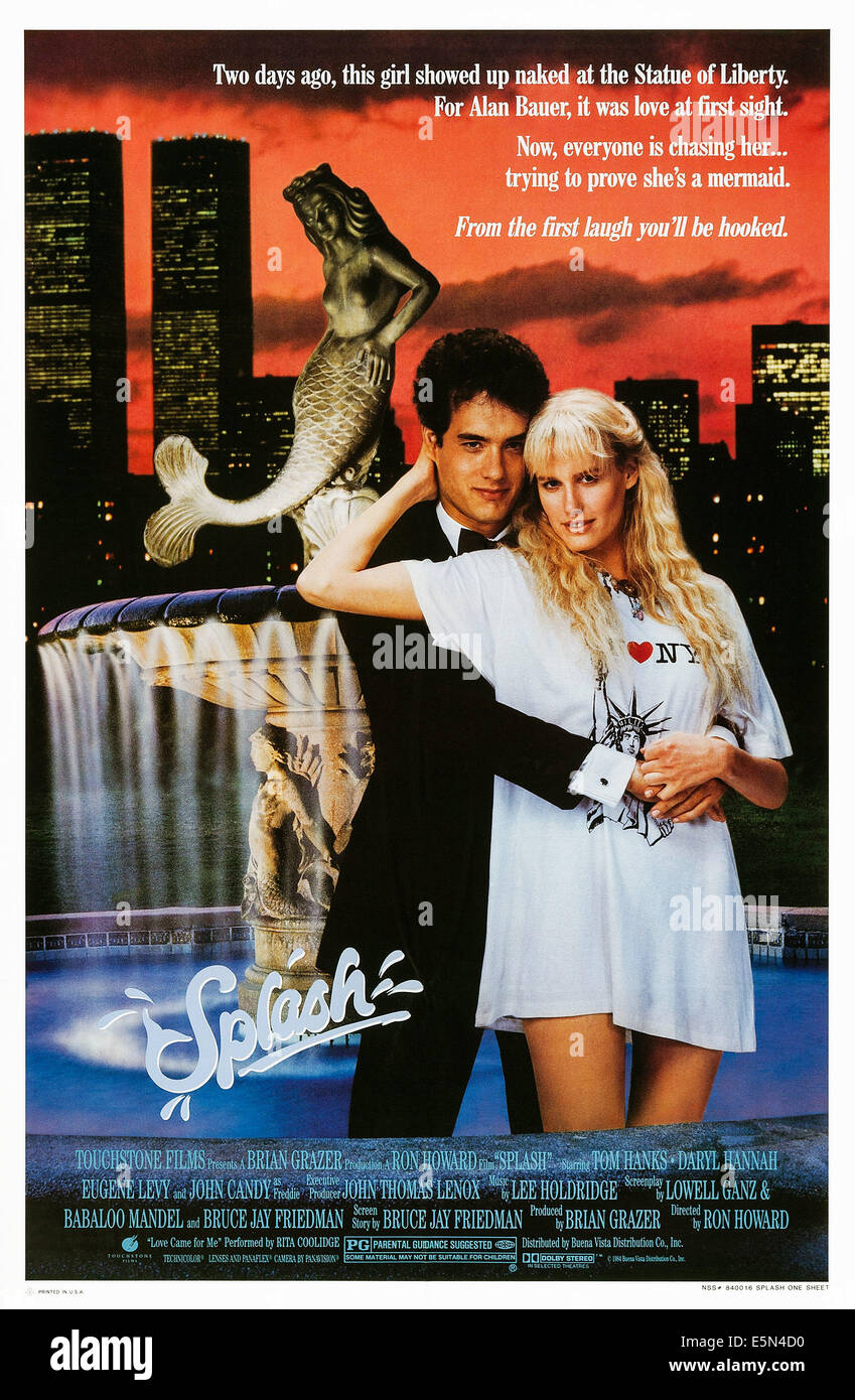 SPLASH, USPoster, von links Tom Hanks, Daryl Hannah, 1984. © Buena