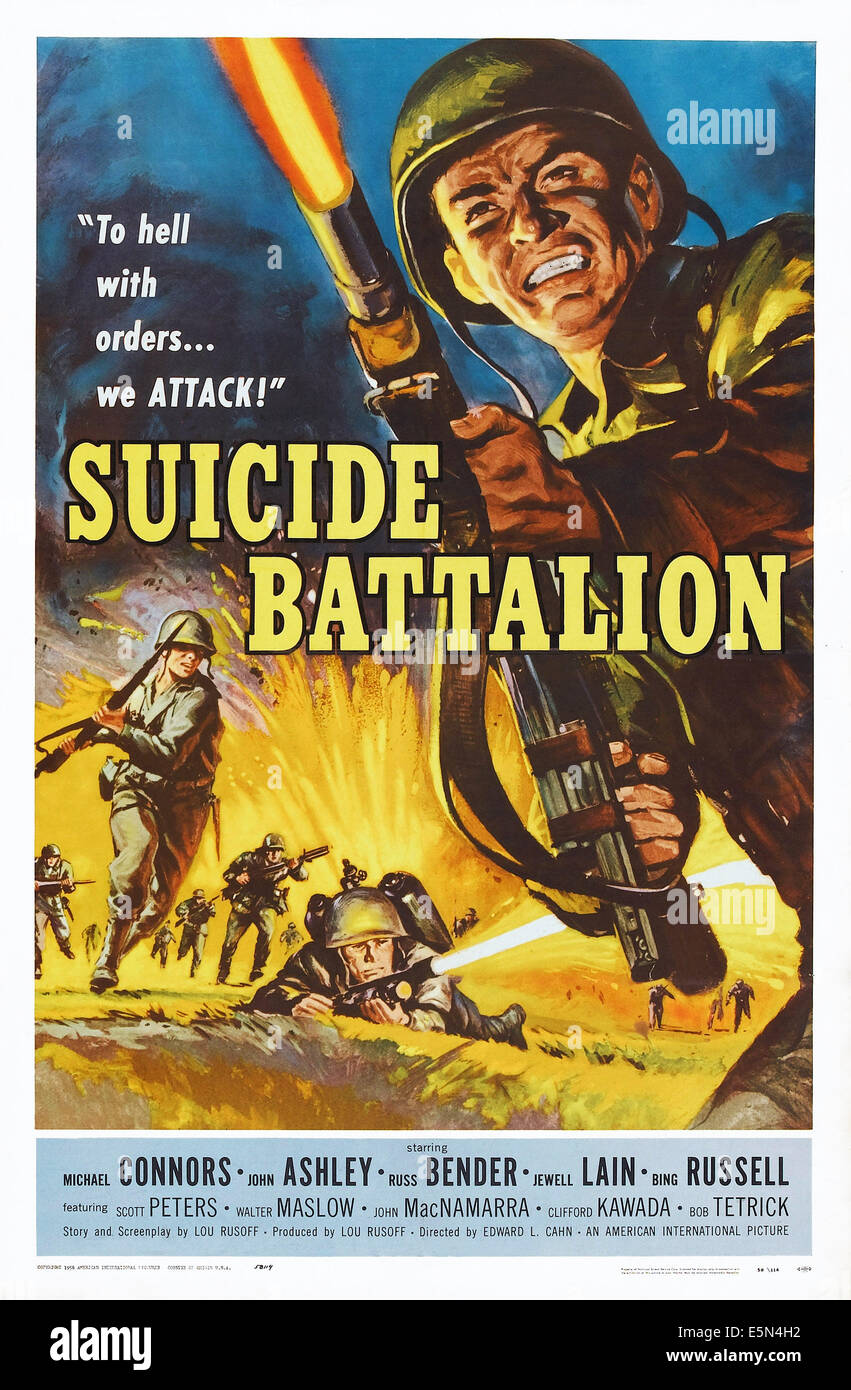 Selbstmord-Bataillon, US Plakatkunst, Michael Connors, 1958 Stockfoto