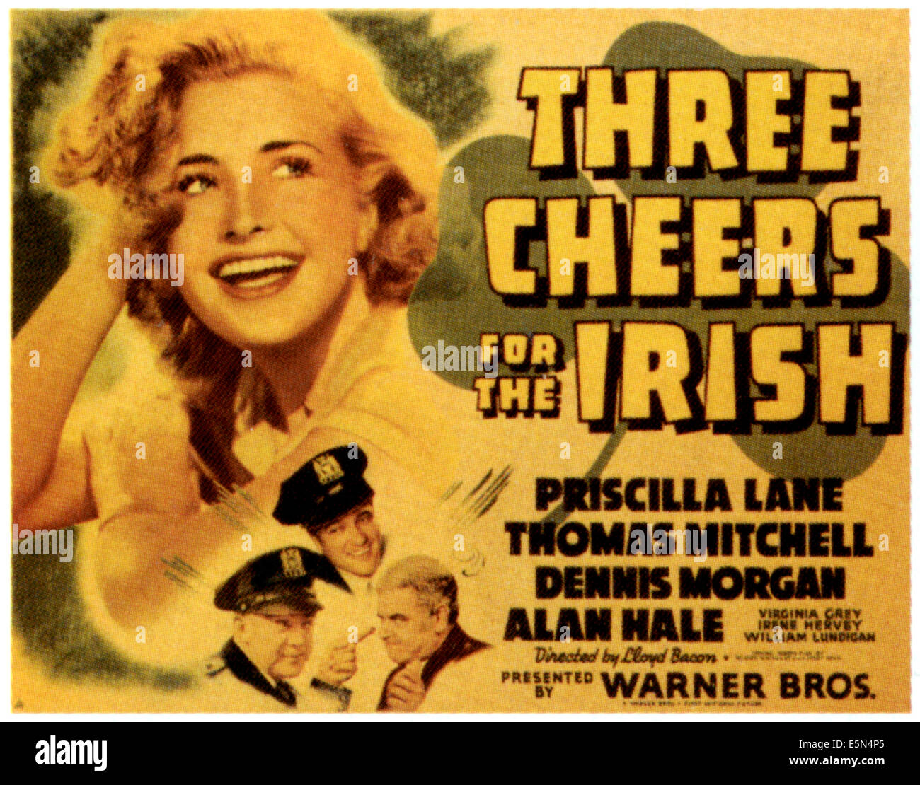 THREE CHEERS FOR THE IRISH, top: Priscilla Lane, unten im Uhrzeigersinn von links: Thomas Mitchell, Dennis Morgan, Alan Hale Sr. Stockfoto