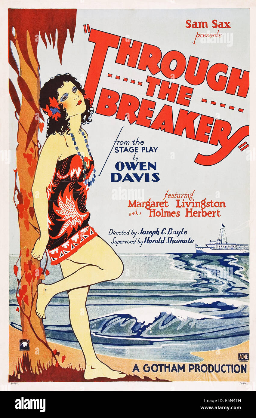 DURCH THE BREAKERS, US Plakatkunst, Margaret Livingston, 1928. Stockfoto
