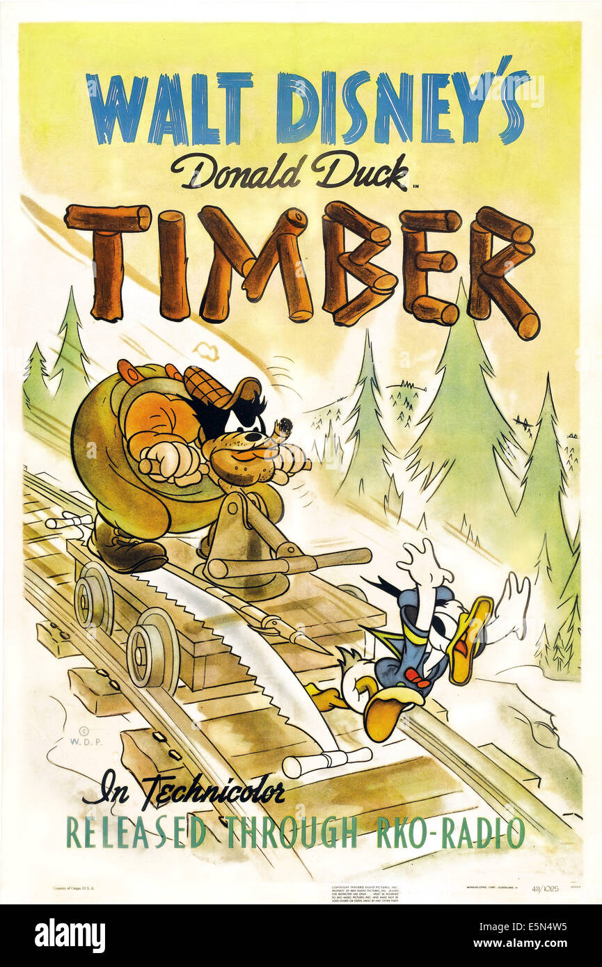 Holz, von links: Pete, Donald Duck, 1941. Stockfoto