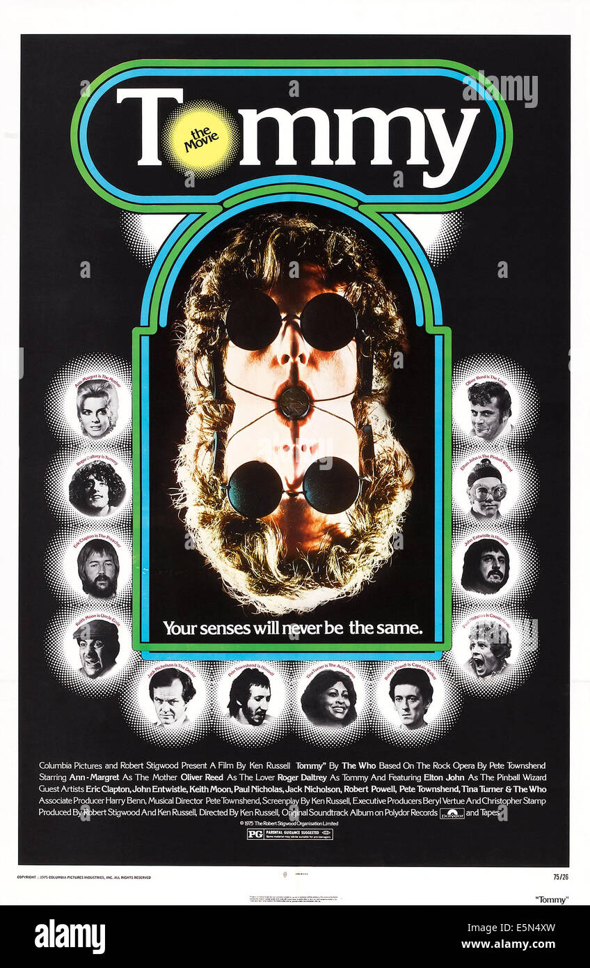 TOMMY, US-Plakat, Ann-Margret, Roger Daltrey, Eric Clapton, Keith Moon, Jack Nicholson, Pete Townsend, Tina Turner, Robert Stockfoto