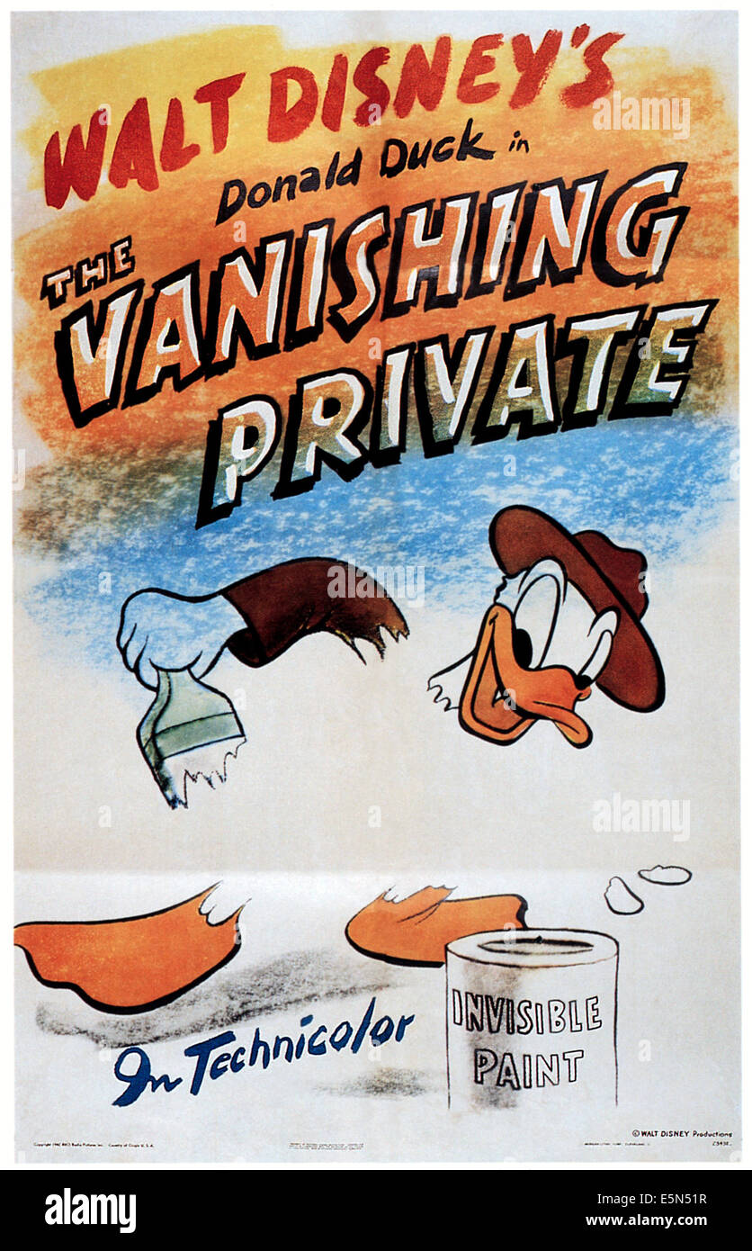 DIE VERSCHWINDENDE PRIVATE, Donald Duck, 1942 Stockfoto