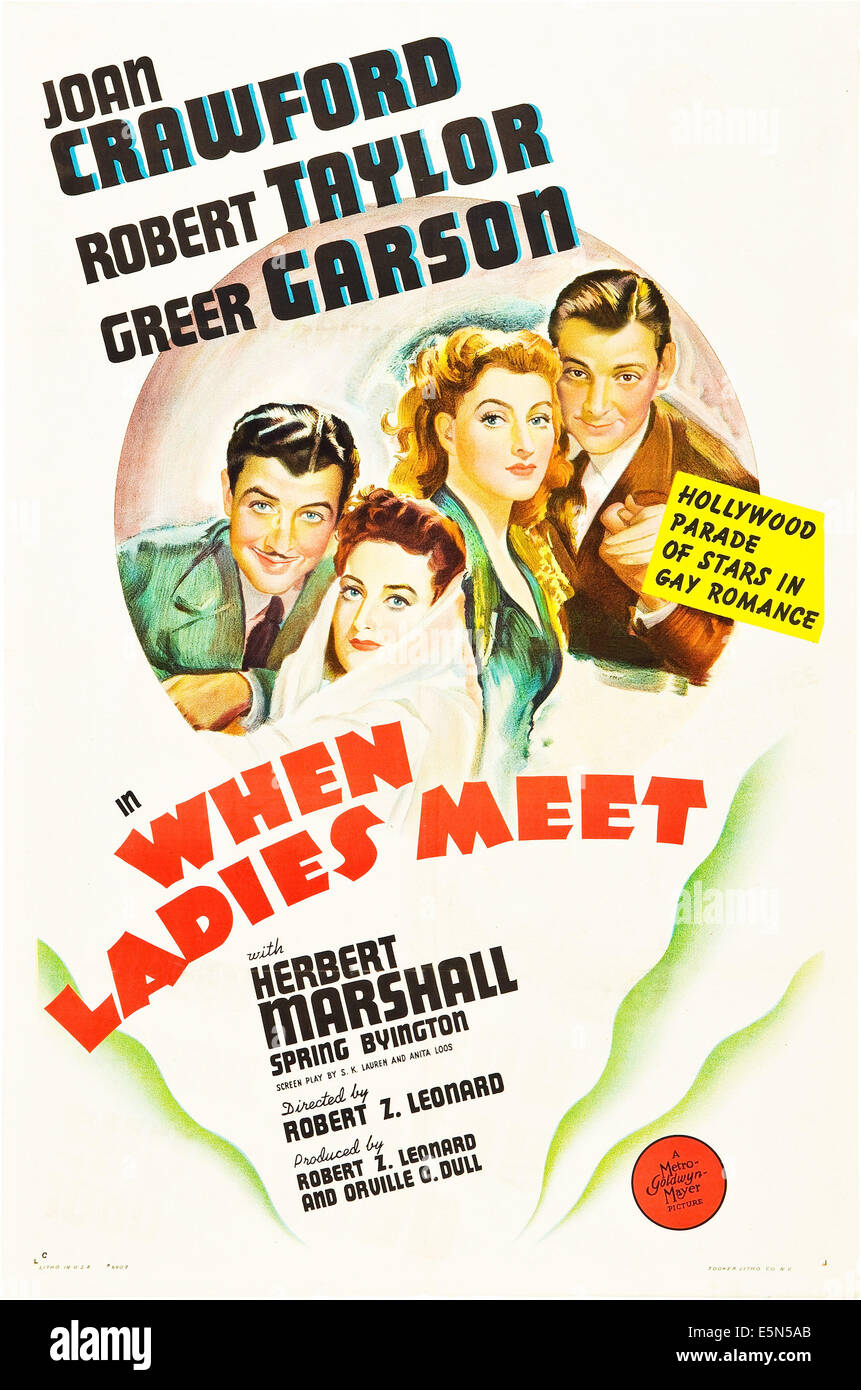 BEI Damen gerecht zu werden, l-r: Robert Taylor, Joan Crawford, Greer Garson, Herbert Marshall auf Plakatkunst, 1941 Stockfoto