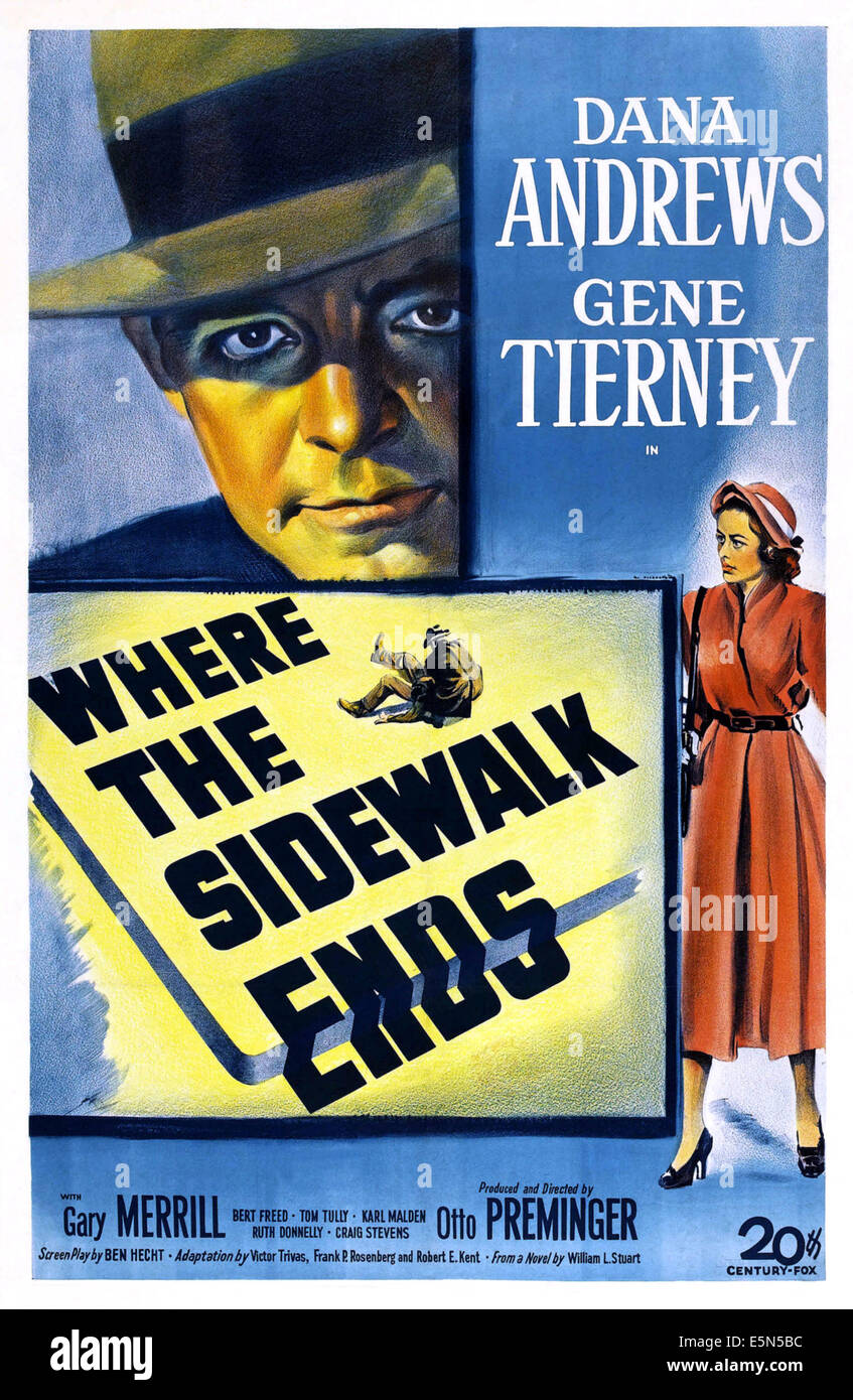 WO der Gehweg endet, oben links: Dana Andrews, unten rechts: Gene Tierney, 1950, TM und Copyright © 20. Century Fox Film Stockfoto