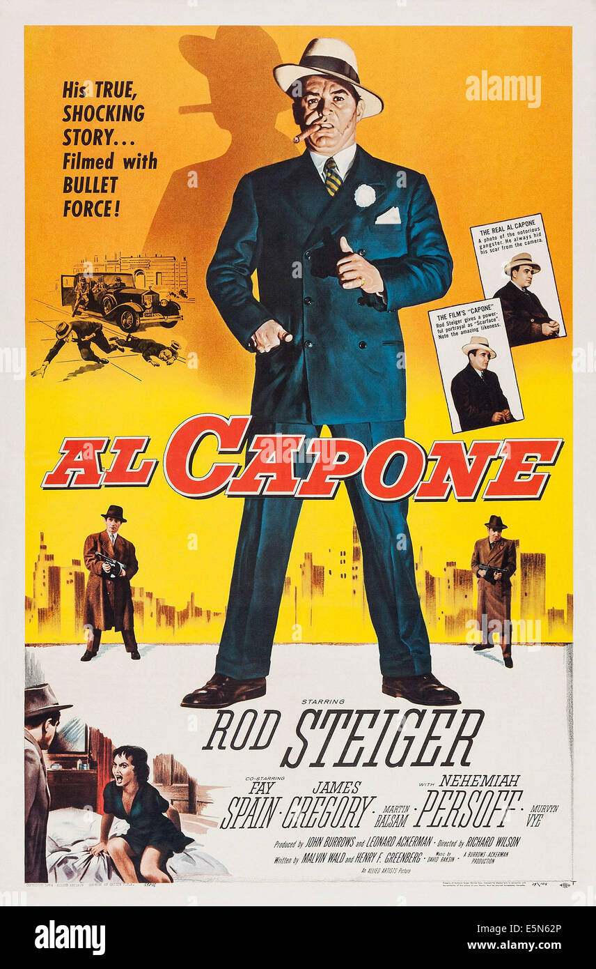 AL CAPONE, Rod Steiger, Al Capone, (im Foto oben rechts), Fay Spanien, 1959 Stockfoto