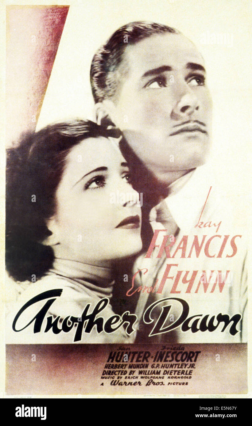 ANOTHER DAWN, l-r: Kay Francis, Errol Flynn auf Plakatkunst, 1937 Stockfoto
