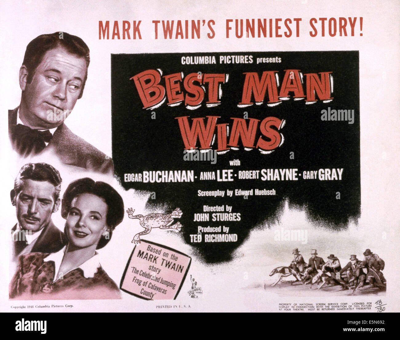 BESTE Mann gewinnt, von links: Edgar Buchanan (oben), Robert Shayne, Anna Lee, 1948 Stockfoto