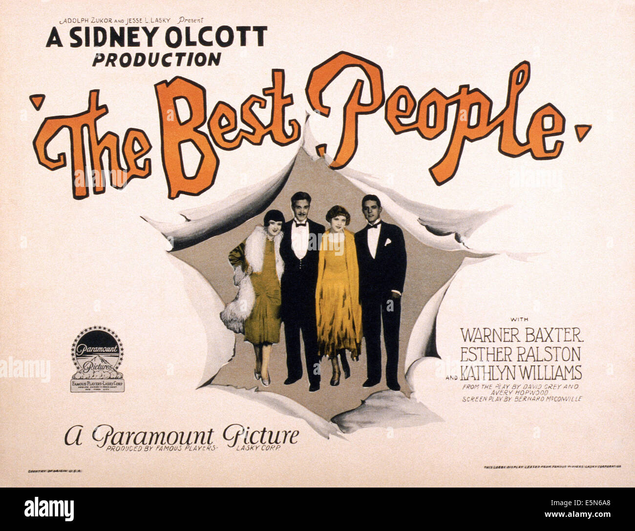 DIE besten Leute, Esther Ralston (zweiter von rechts), Warner Baxter (rechts), 1925 Stockfoto