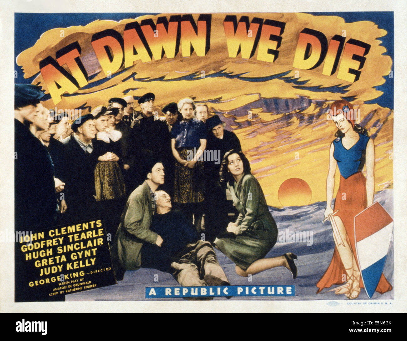 BEI DAWN WE sterben, (aka Morgen wir leben), John Clements (kniend links), Greta Gynt (kniend rechts), 1943 Stockfoto
