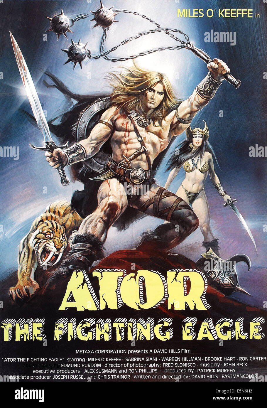 ATOR, der Kampf gegen Adler, (aka ATOR L'INVINCIBLE), US-Plakatkunst, Miles O'Keeffe (vorne), 1982, © Comworld Bilder/Höflichkeit Stockfoto
