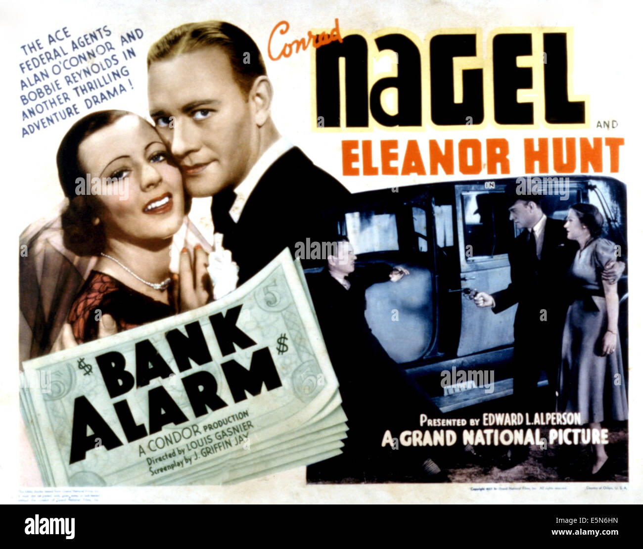 BANK-ALARM, Eleanor Hunt, Conrad Nagel, 1937 Stockfoto