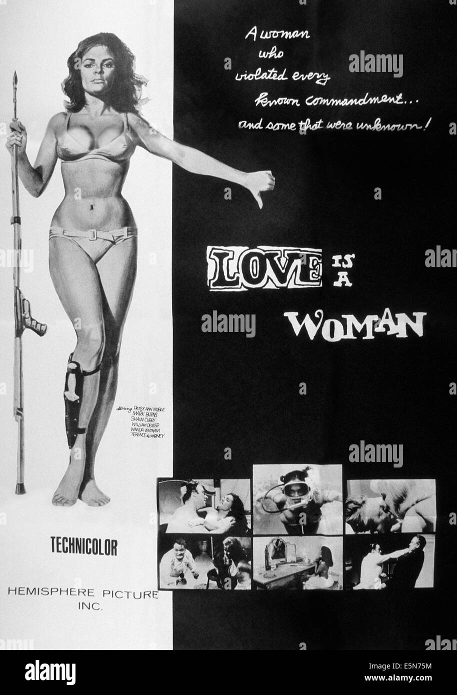 Tod ist eine Frau, (aka LOVE IS A WOMAN), Plakat, Trisha Noble (aka Patsy Ann Noble), 1966 Stockfoto
