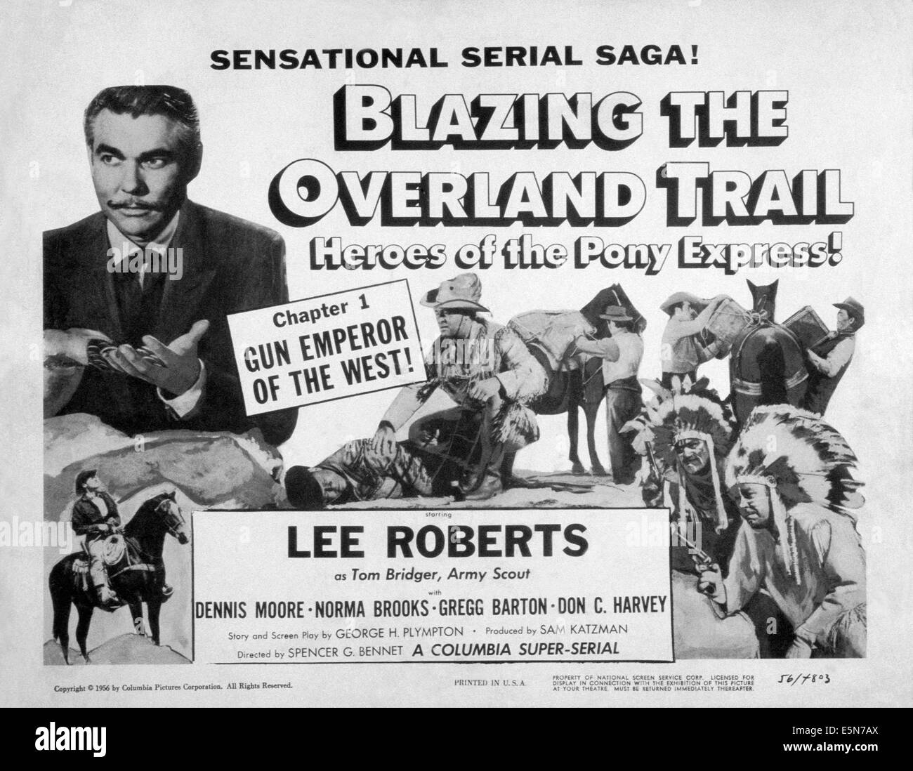 BLAZING THE OVERLAND TRAIL, Lee Roberts (kniend), 1956 Stockfoto