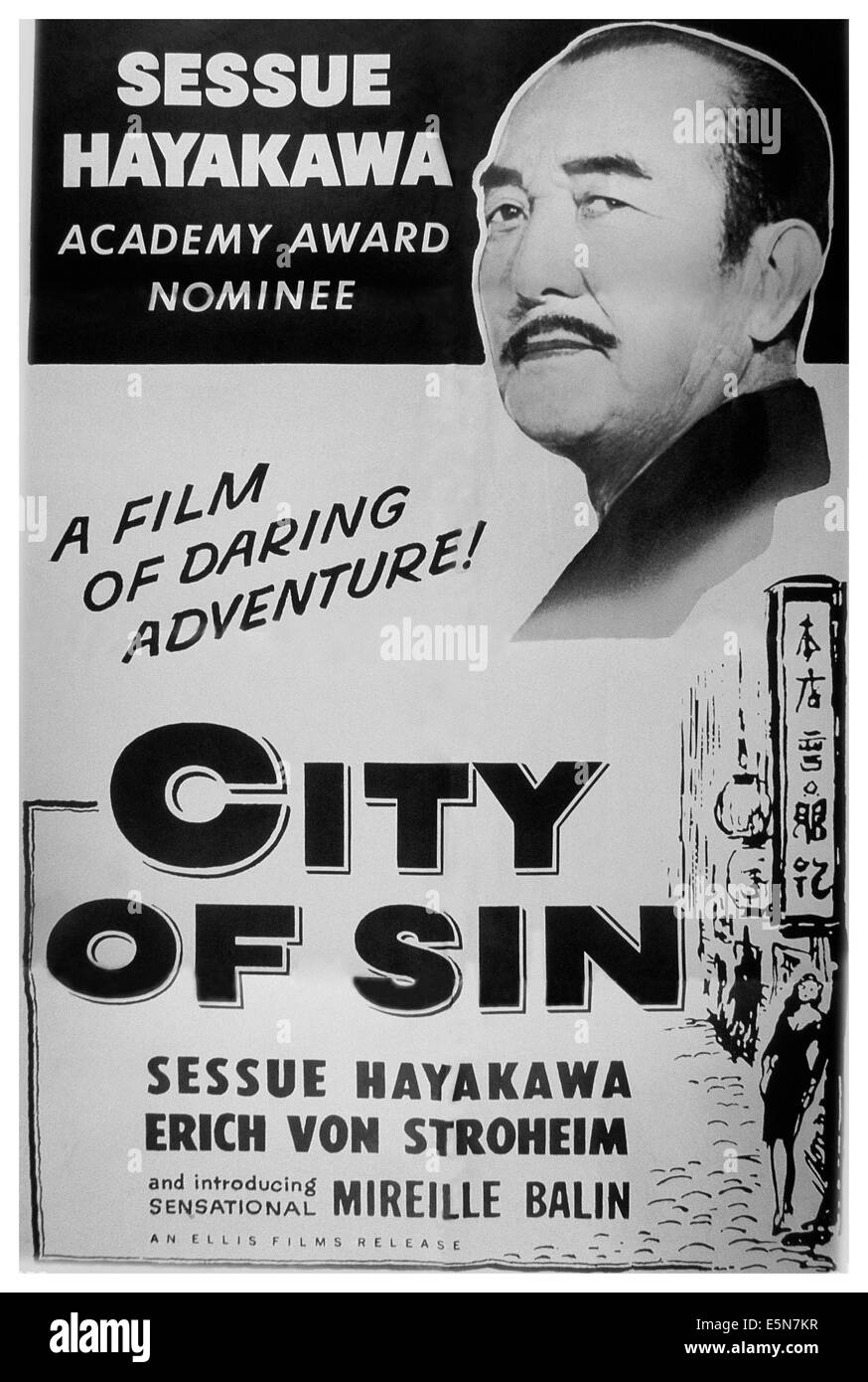 CITY OF SIN (aka Glücksspiel Hölle, aka MACAO, l ' Enfer DU JEU), Sessue Hayakawa, 1942 Stockfoto