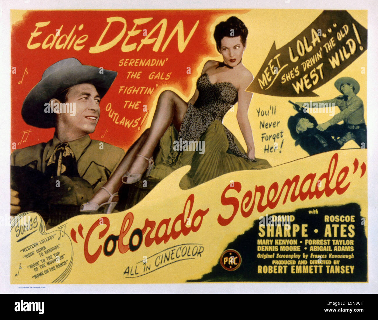 COLORADO-SERENADE, von links: Eddie Dean, Abigail Adams, 1946 Stockfoto
