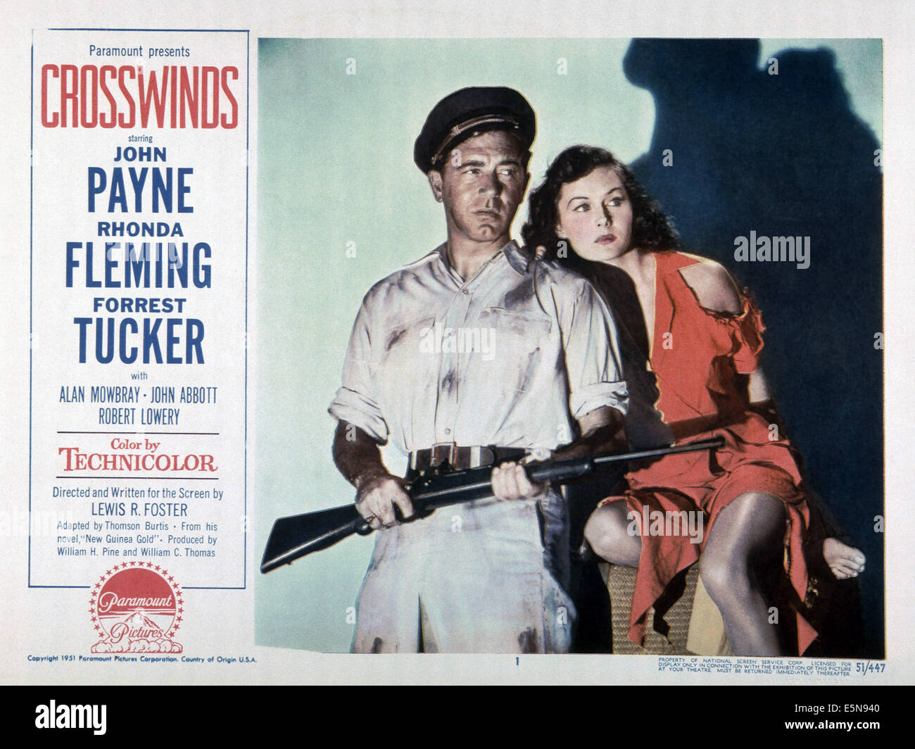 Seitenwind von links: John Payne, Rhonda Fleming, 1951 Stockfoto