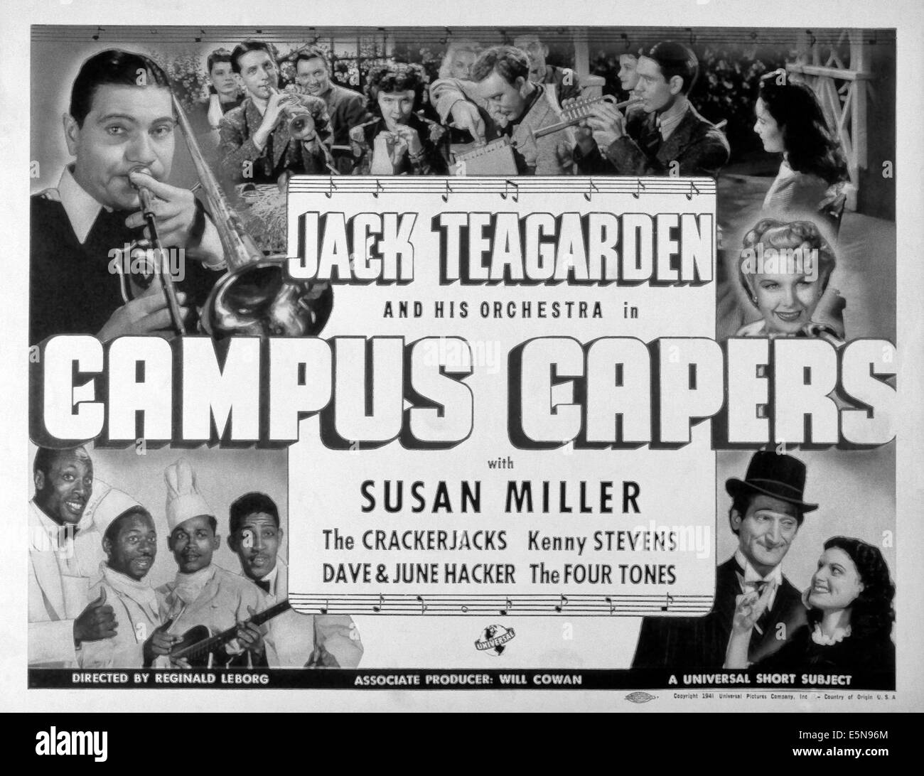 CAMPUS-Kapern, Jack Teagarden (oben links), die vier Töne (unten links), 1942 Stockfoto