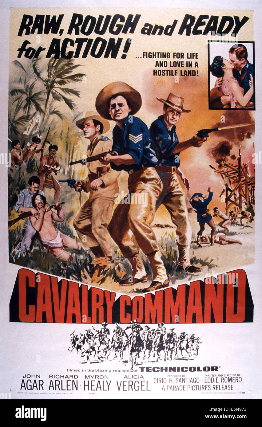 Kavallerie-Kommando, Poster, John Agar (Mitte), Richard Arlen (rechts), 1963 Stockfoto
