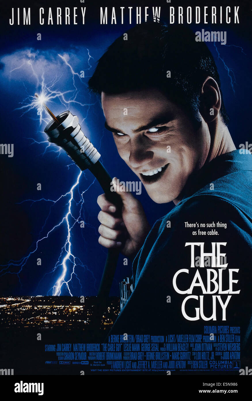 DIE CABLE GUY, US Plakatkunst, Jim Carrey, 1996. © Columbia/Courtesy Everett Collection Stockfoto