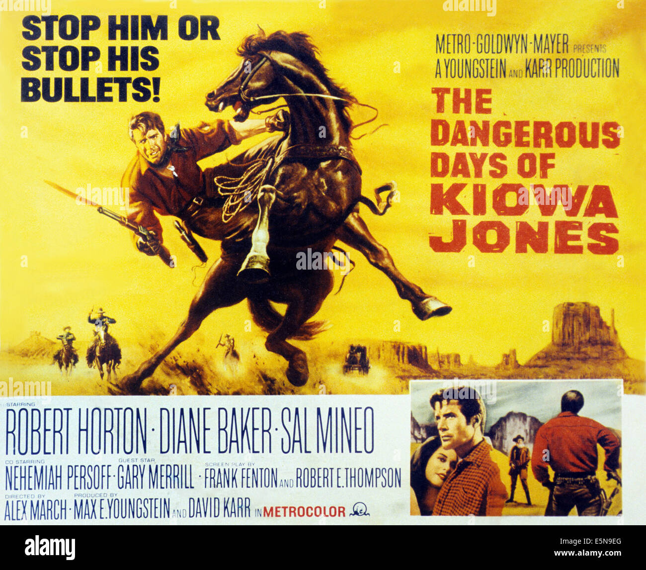 Die Gefahrlichen Tage Der Kiowa Jones Top Robert Horton Unten L R Diane Baker Robert Horton Auf Titel Karte 1966 Stockfotografie Alamy