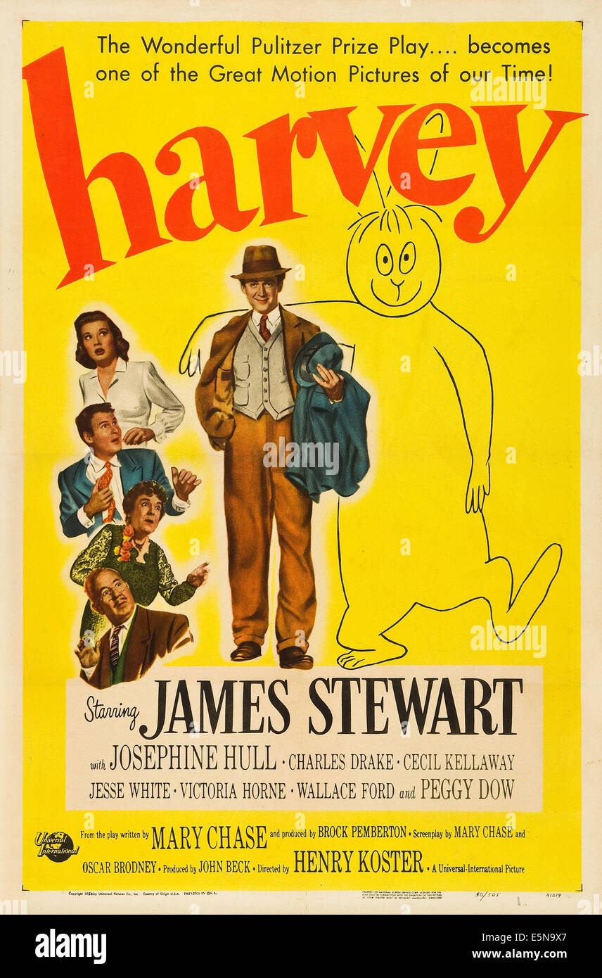 HARVEY, Victoria Horne, Jesse White, Josephine Hull, Cecil Kellaway, James Stewart, 1950, Plakatkunst Stockfoto