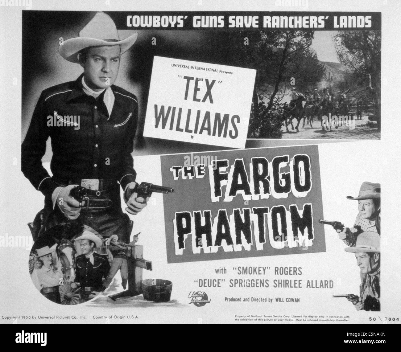 DIE FARGO PHANTOM, Tex Williams (oben links), unten von links: Shirley Ballard, Tex Williams, 1950 Stockfoto