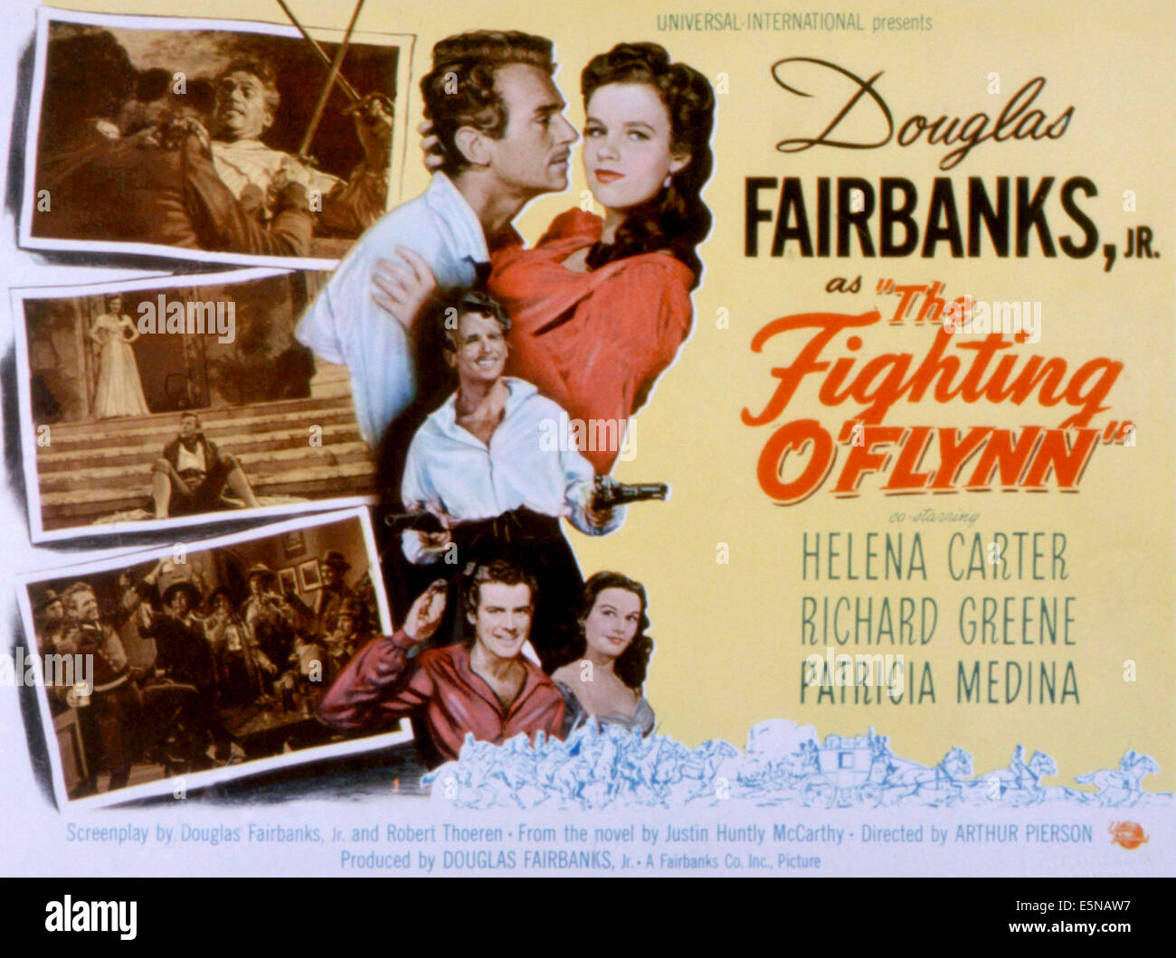 DIE Bekämpfung der Großausstellung, Douglas Fairbanks, Jr., Helena Carter, Richard Greene, Patricia Medina, 1949 Stockfoto