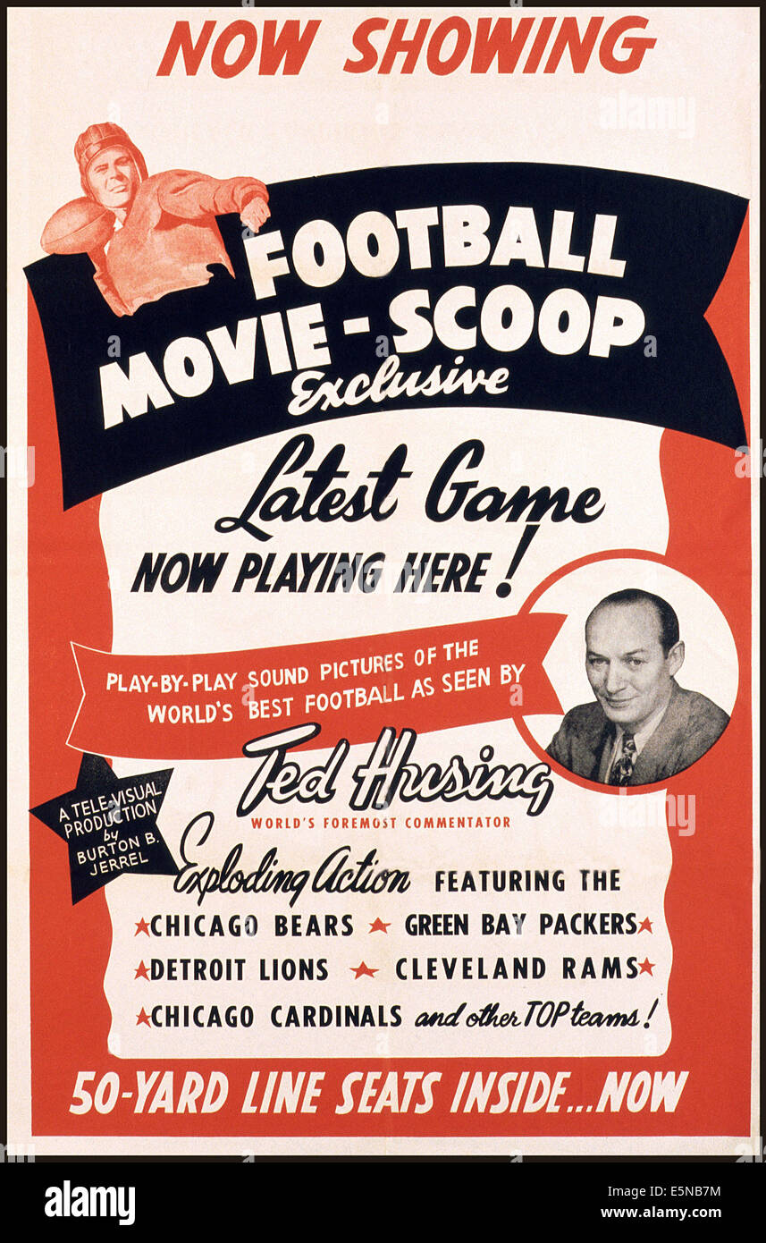 Fußball Film SCOOP, US-Plakat, Ted Husing, 1945 Stockfoto