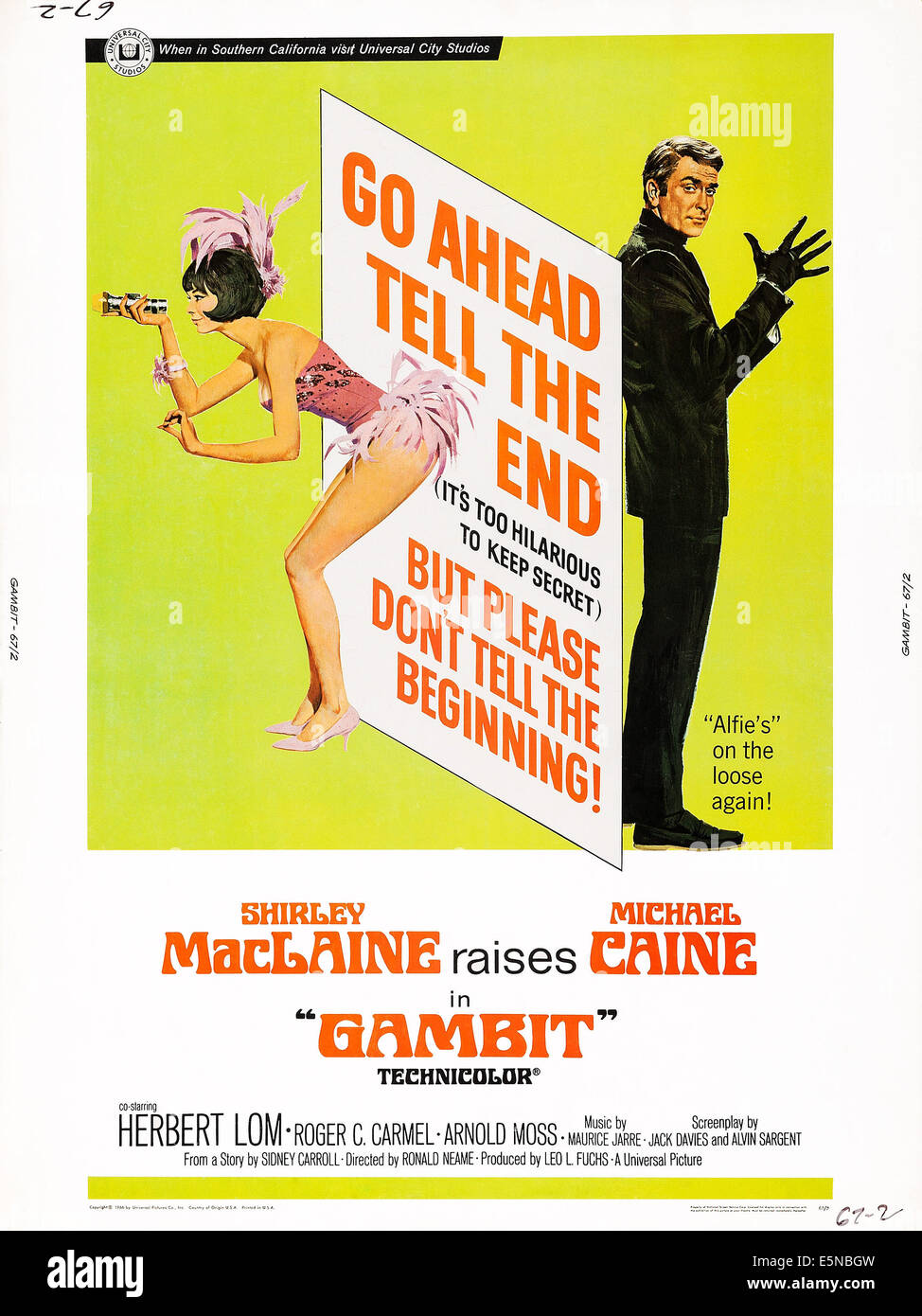 GAMBIT, US-Plakat, von links: Shirley MacLaine, Michael Caine, 1966 Stockfoto