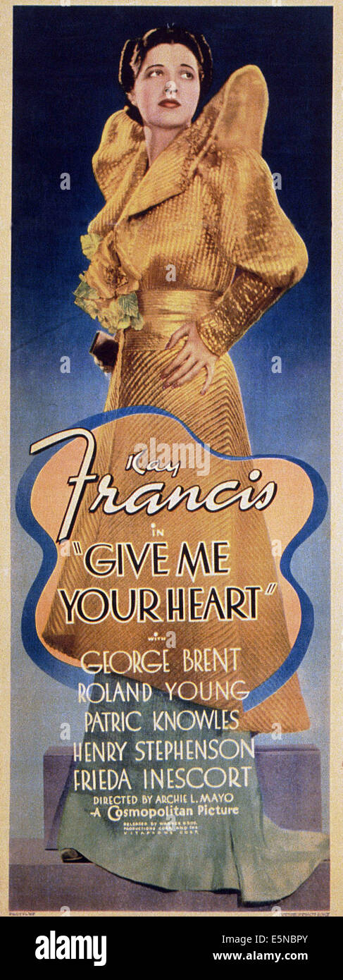 Geben Sie ME YOUR HEART, US-Plakat, Kay Francis, 1936 Stockfoto