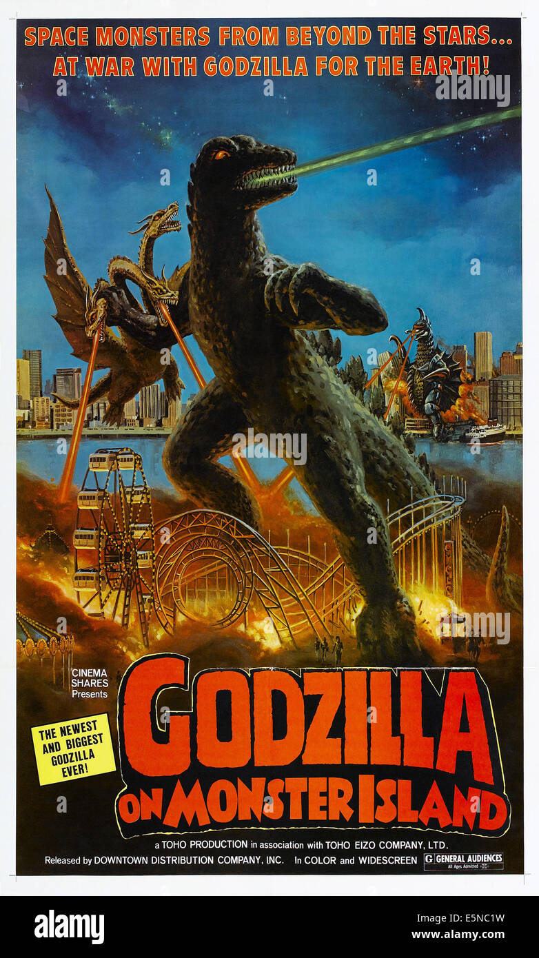 GODZILLA ON MONSTER ISLAND, (aka GODZILLA VS. GIGAN, aka CHIKYU KOGEKI Meierei: GOJIRA TAI GAIGAN), japanische Plakat, 1972 Stockfoto