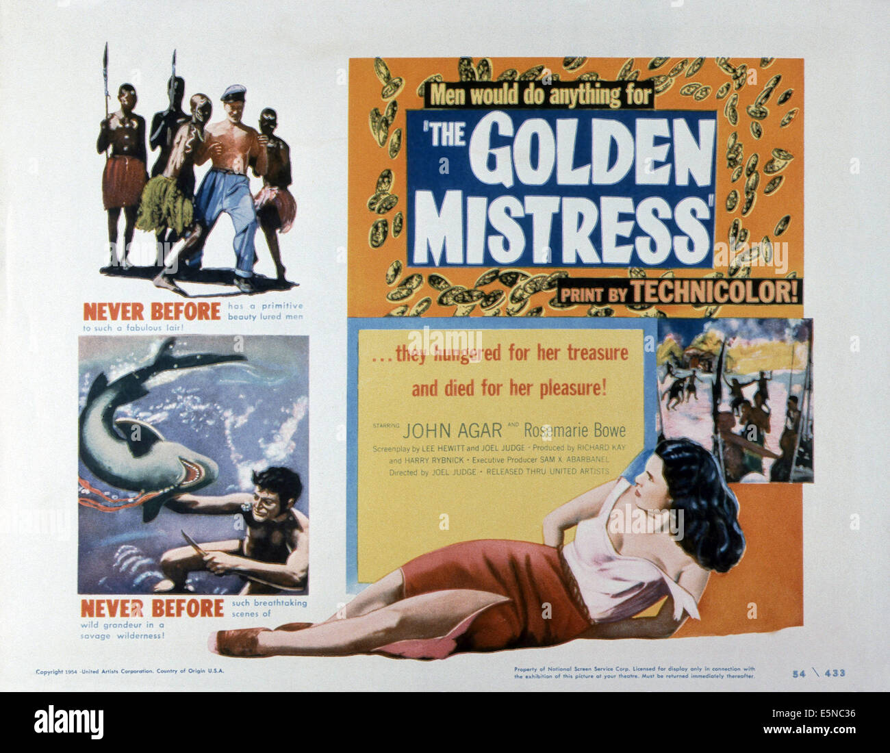 DIE goldenen Herrin, John Agar (obere Barechester), Rosemarie Bowe (vorne), 1954 Stockfoto