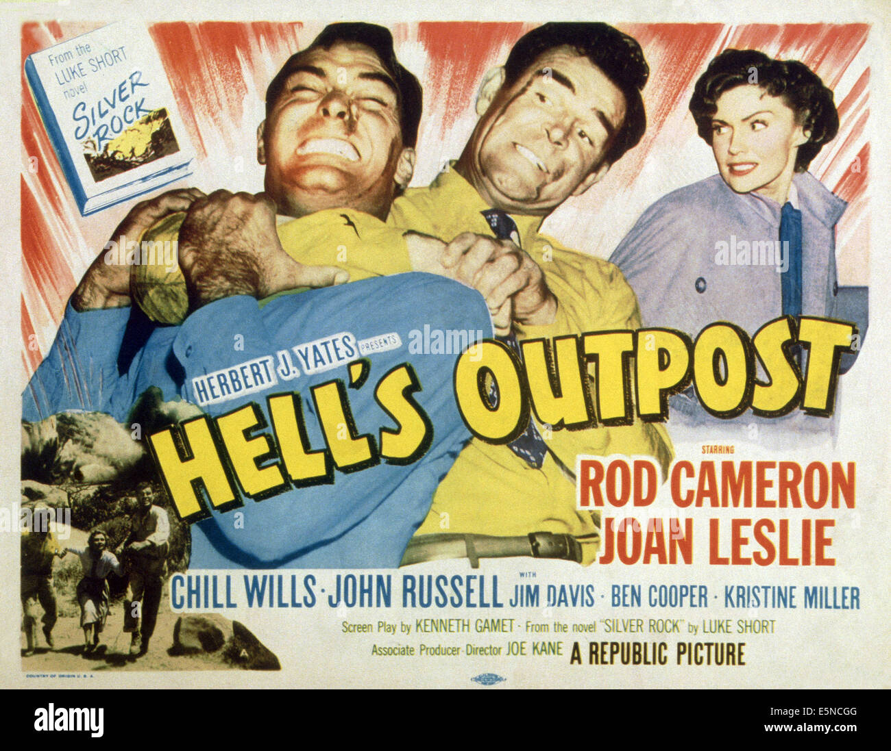 Hells Außenposten, von links: John Russell, Rod Cameron, Joan Leslie, 1954 Stockfoto
