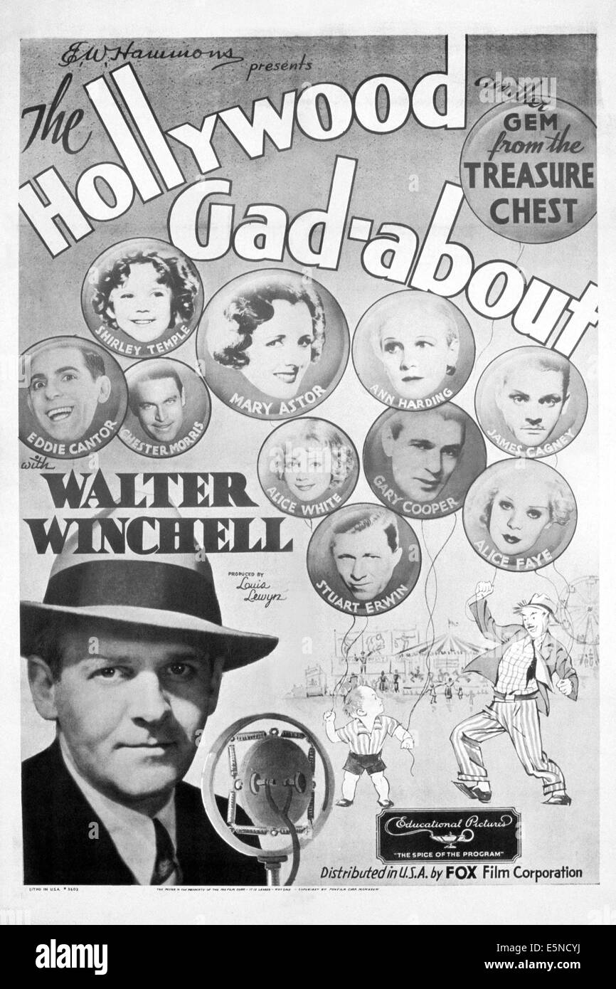 DIE HOLLYWOOD GAD-über, oben von links: Shirley Temple, Chester Morris, Mary Astor, Ann Harding, Eddie Cantor, James Cagney, Stockfoto