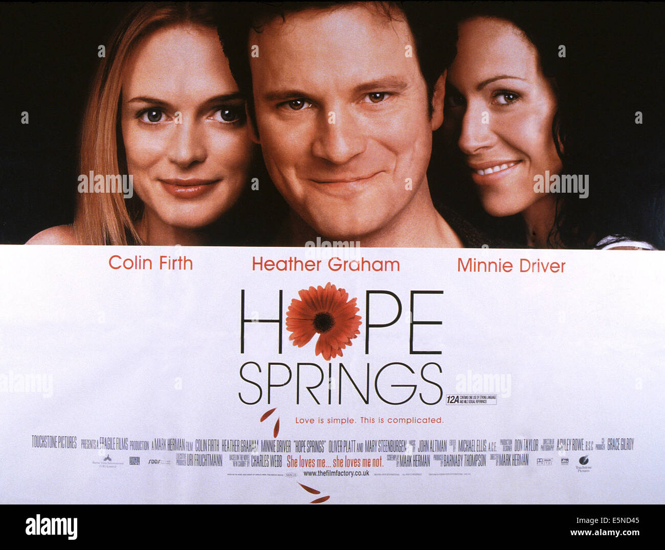 HOPE SPRINGS, von links: Heather Graham, Colin Firth, Minnie Driver, 2003, © Buena Vista/Courtesy Everett Collection Stockfoto