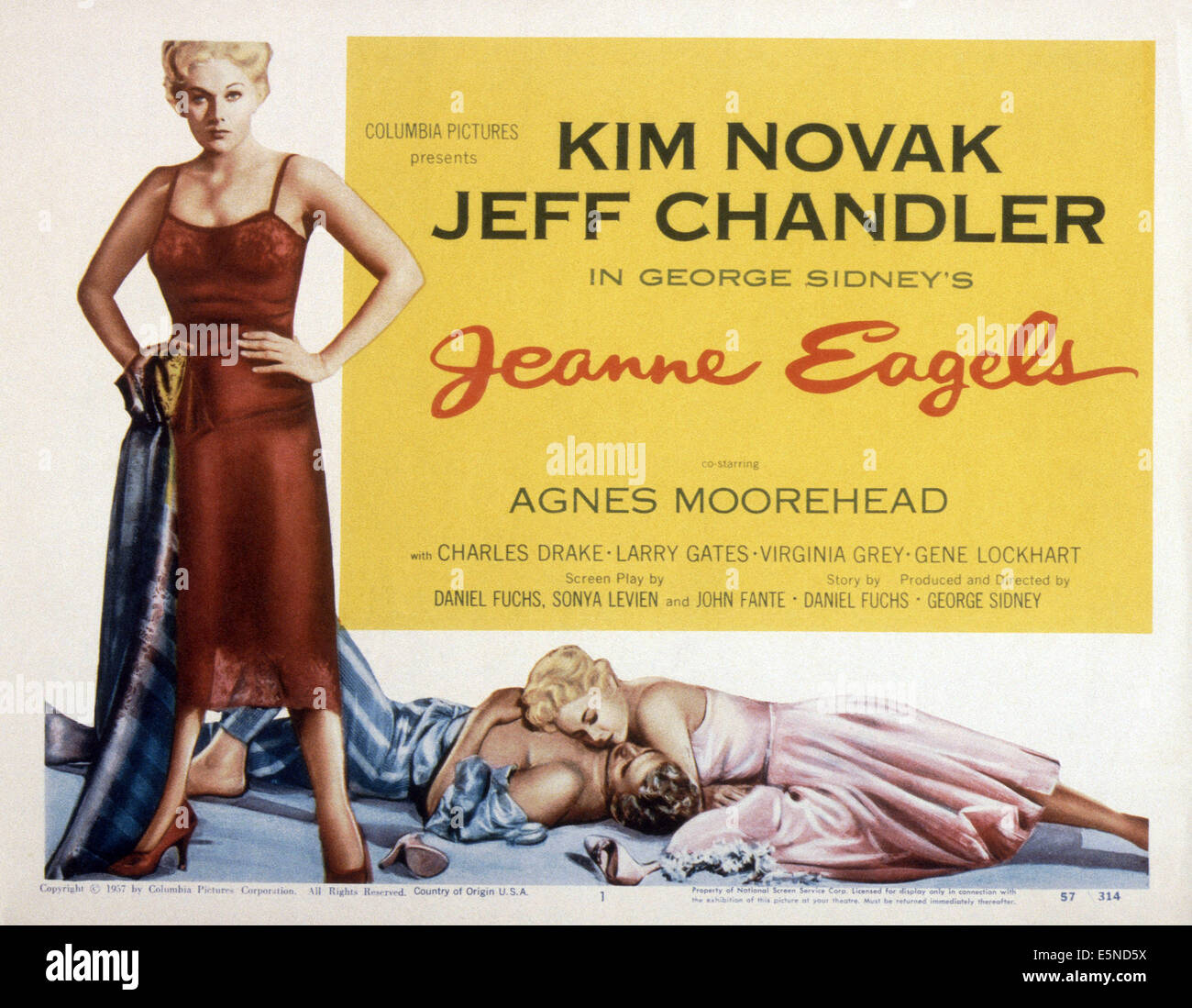 JEANNE EAGELS, Kim Novak, Jeff Chandler, 1957 Stockfoto
