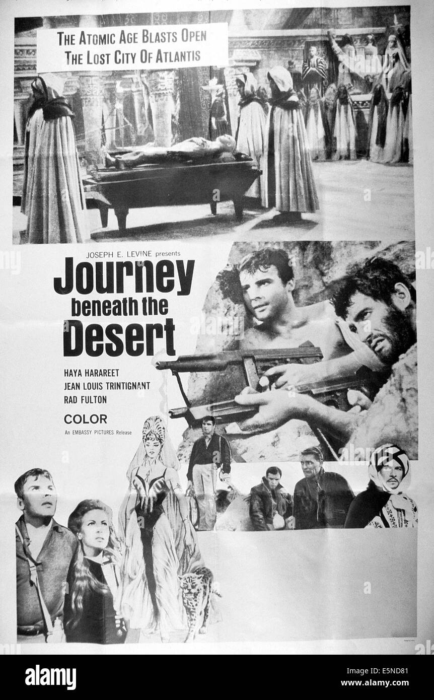Reise BENEATH THE DESERT, Poster, unten links: Jean-Louis Trintignant, Haya Harareet, 1961 Stockfoto