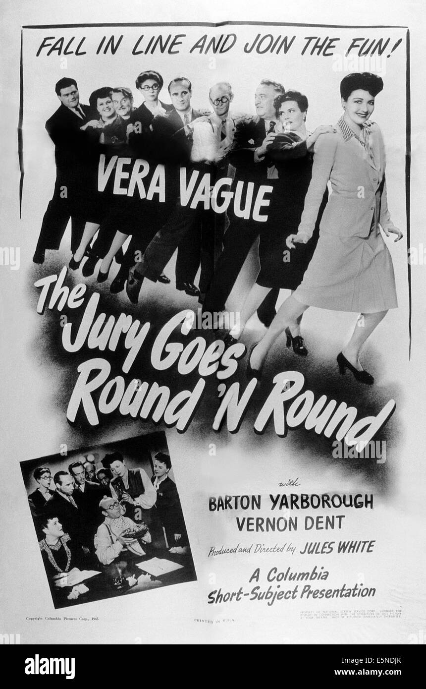 DIE JURY geht um ' n ' Runde, US-Plakat, oben rechts: Vera Vague (aka Barbara Jo Allen), 1945 Stockfoto