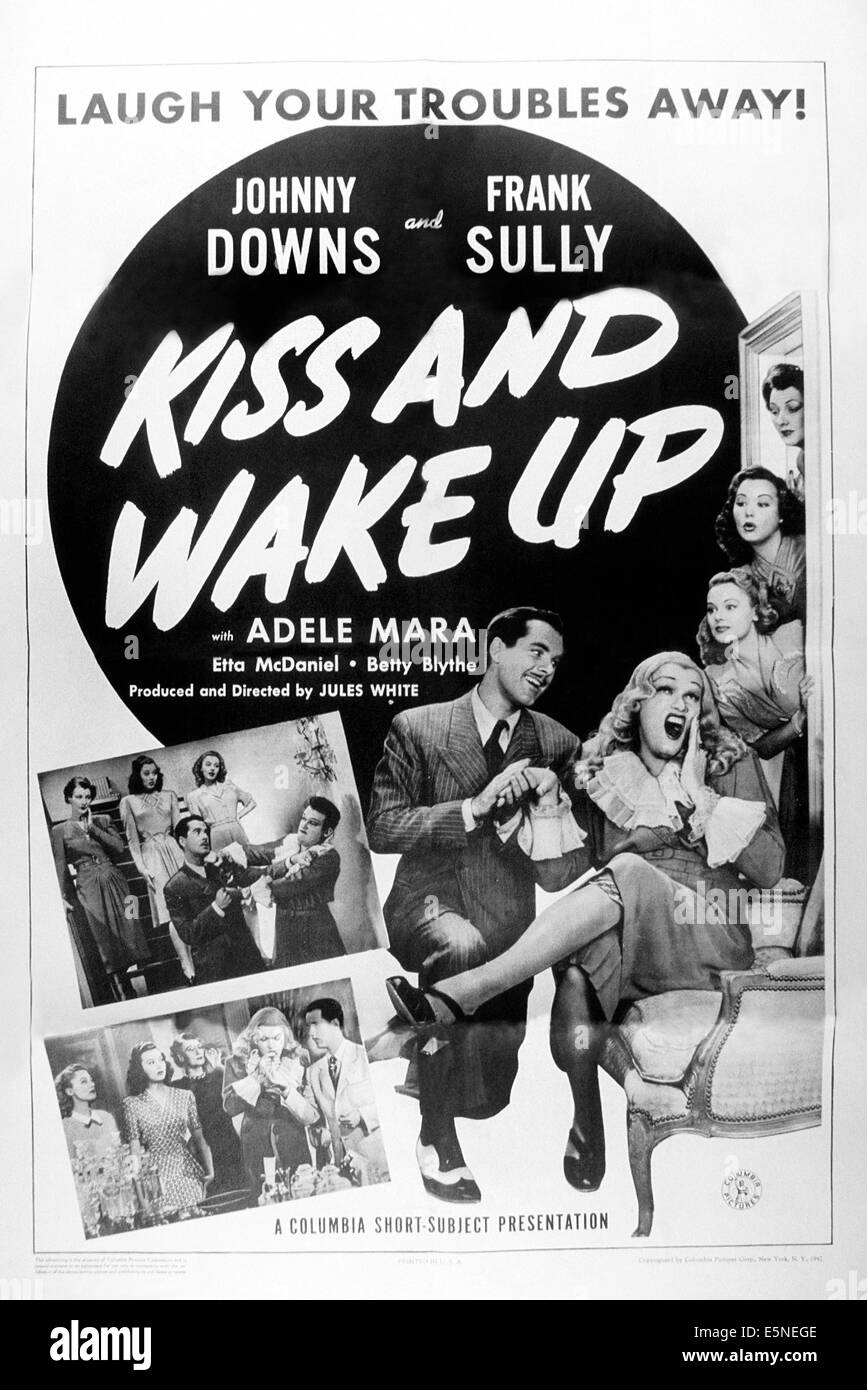 KÜSSEN und WAKE UP, von links: Johnny Downs kniend), Frank Sully (sitzend), Adele Mara, 1942 Stockfoto