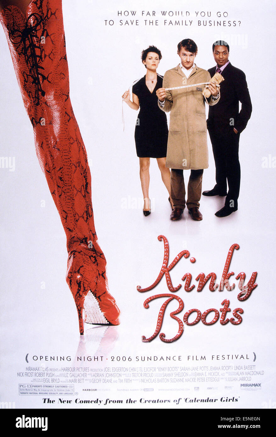 KINKY BOOTS, von links: Sarah-Jane Potts, Joel Edgerton, Chiwetel Ejiofor, 2005, © Miramax/Courtesy Everett Collection Stockfoto