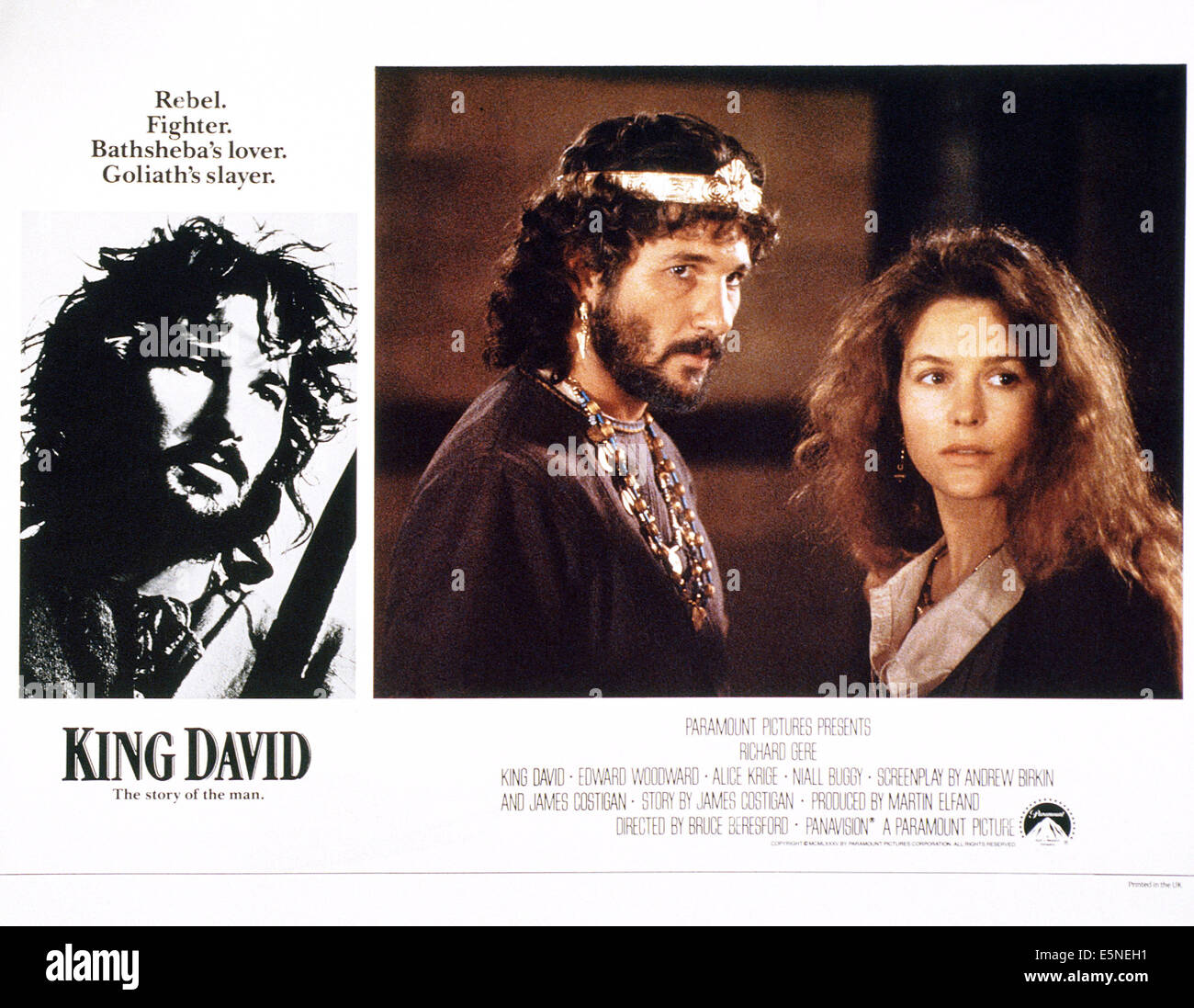 König DAVID, von links: Richard Gere als König David, Alice Krige als Bathsheba, 1985, © Paramount/Courtesy Everett Collection Stockfoto
