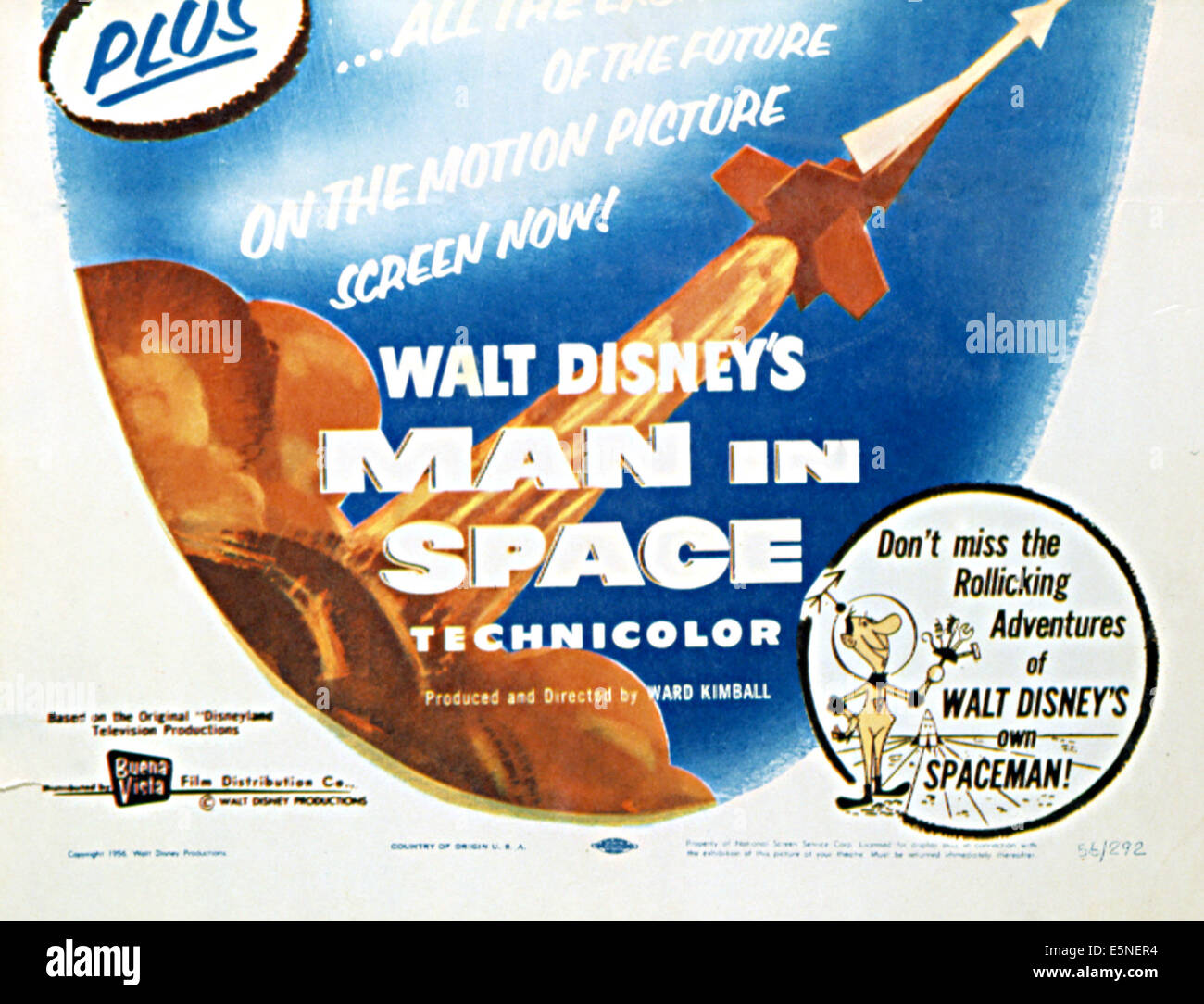 Walt Disneys Mann IN SPACE, dokumentarische kombinieren Animation & realen Aufnahmen, lobby Card, 1956. Stockfoto