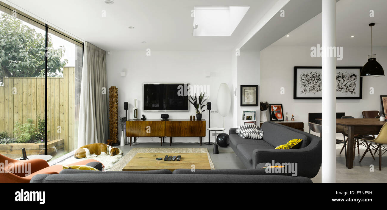 Living Room of High Barnet Einfamilienhaus, London durch Paul Archer Design Stockfoto