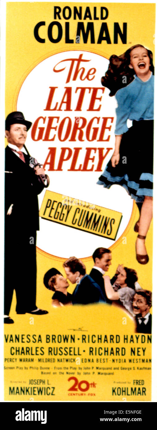 THE LATE GEORGE APLEY, Ronald Colman, Peggy Cummins, 1947, TM und Copyright (c) 20th Century Fox Film Corp. Alle Rechte vorbehalten. Stockfoto