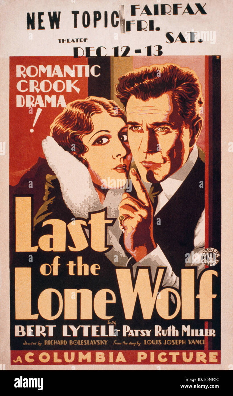 DIE letzten OF THE LONE WOLF, von links, Patsy Ruth Miller, Bert Lytell, 1930 Stockfoto